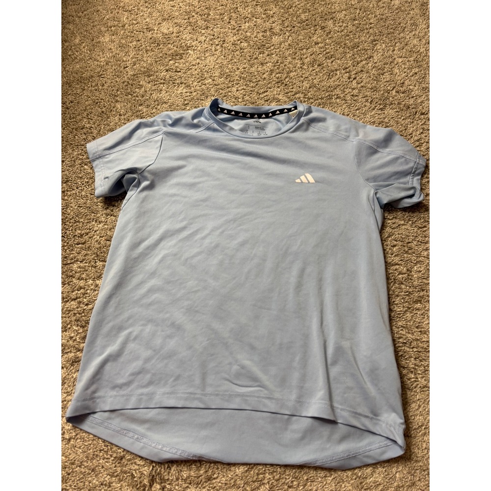 Adidas Womens Training T-Shirt Light Blue Short Sleeve Regular Fit S JP1951